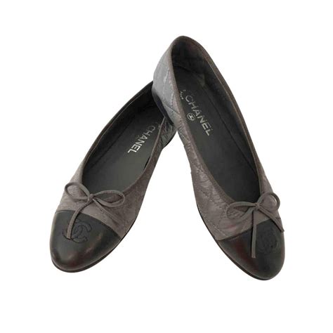 chanel ballet flats grey